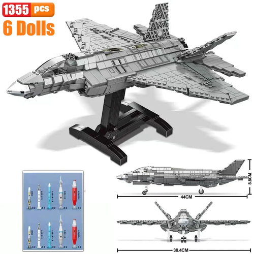 WW2 Airplane Military A10 Fighter Model Building Blocks J-20 Soldier