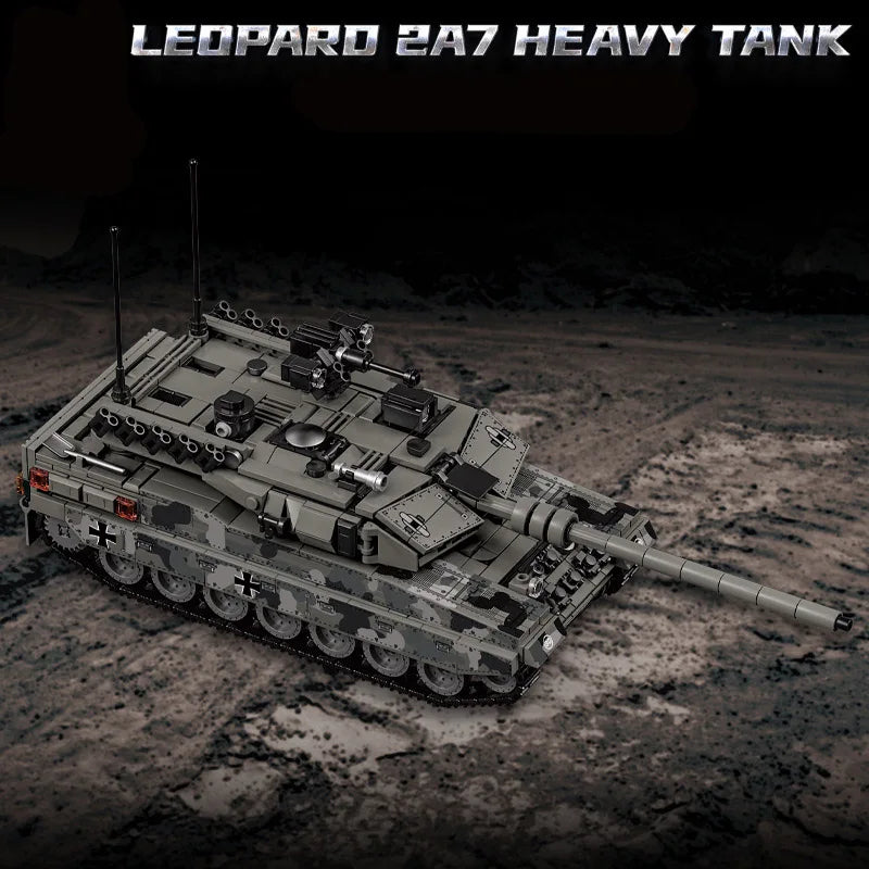 Military WW2 MOC Leopard 2A7 Army Main Battle Tank Soldiers Figures
