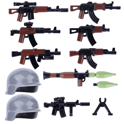 MOC WW2 Military Soldiers Weapons Building Blocks German Wood Grain