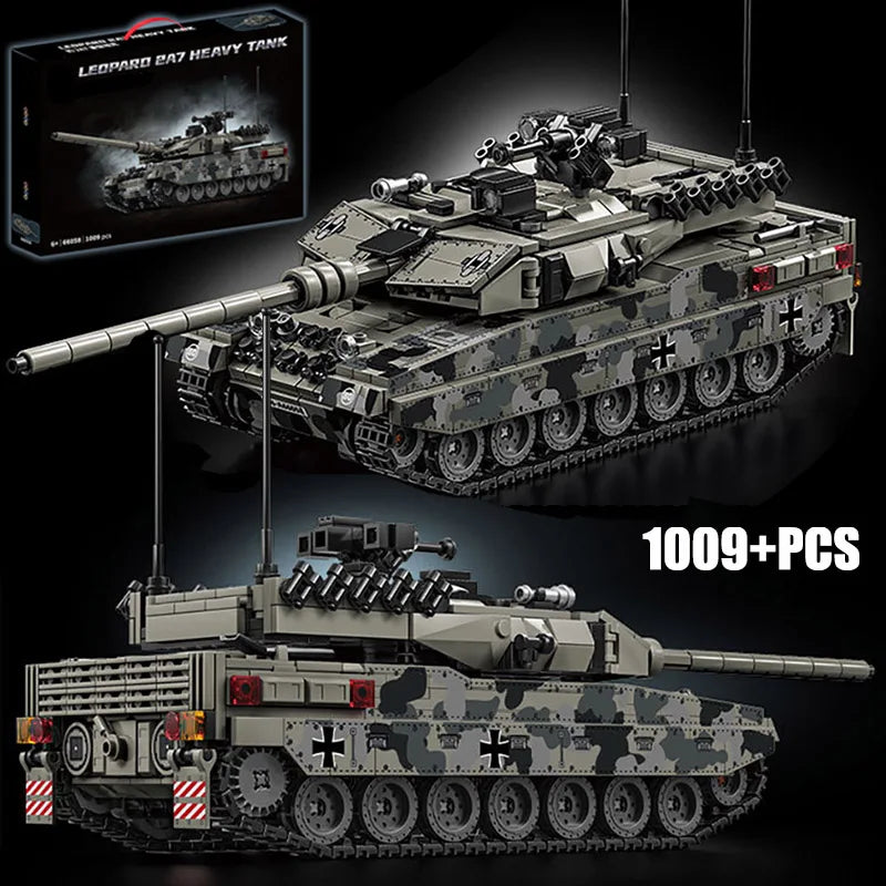 Military WW2 MOC Leopard 2A7 Army Main Battle Tank Soldiers Figures