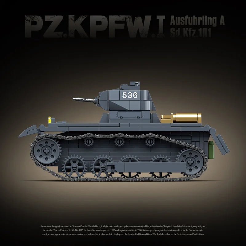 New WW2 Military Weapons Tank No.1 A-type Model Building Blocks Diy