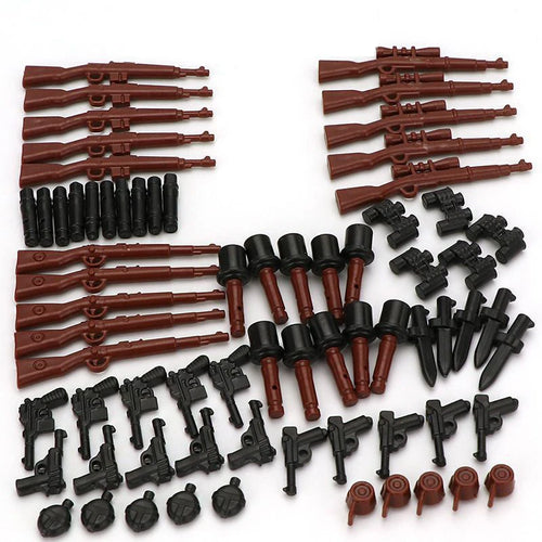 MOC WW2 Military Soldiers Weapons Building Blocks German Wood Grain