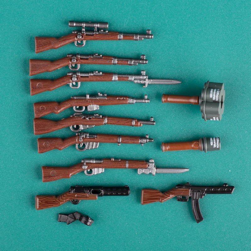 WW2 German Military Wooden Guns Building Blocks Soldiers Figures