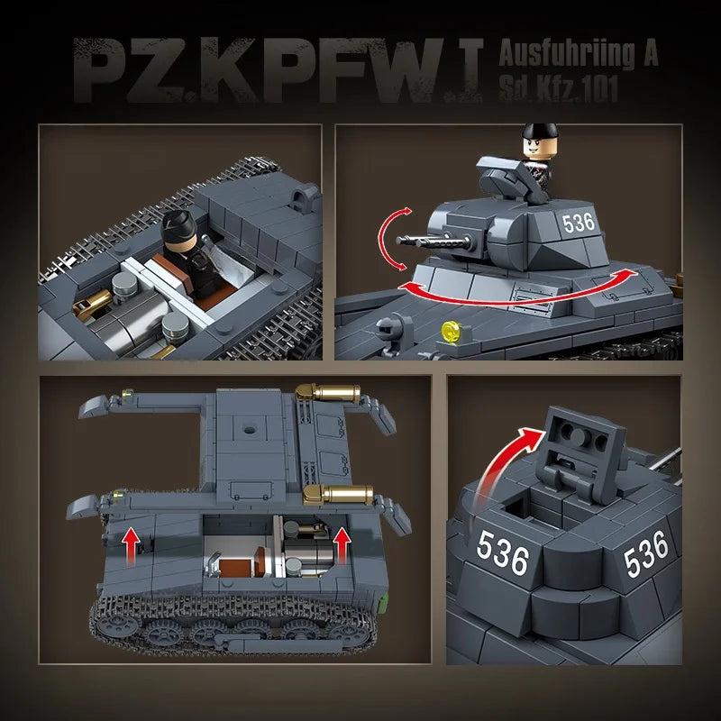 New WW2 Military Weapons Tank No.1 A-type Model Building Blocks Diy