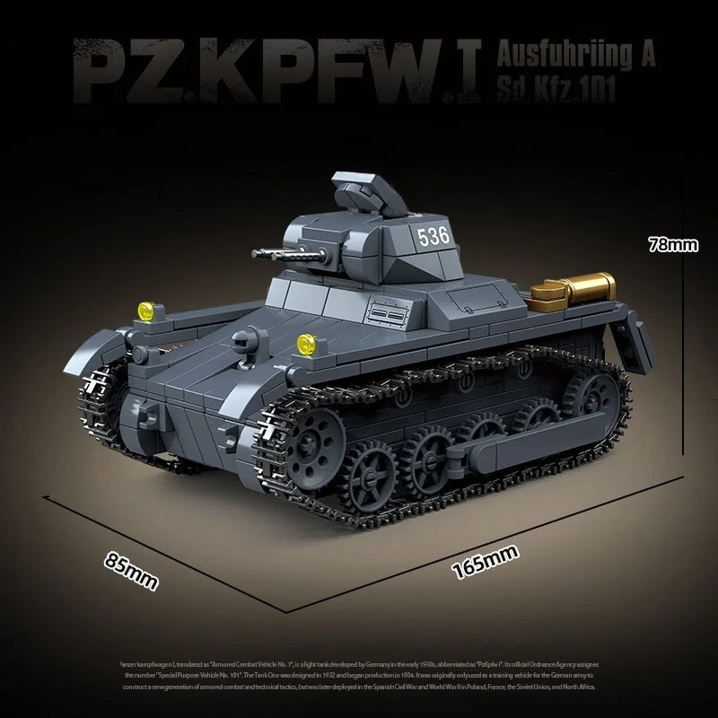 New WW2 Military Weapons Tank No.1 A-type Model Building Blocks Diy