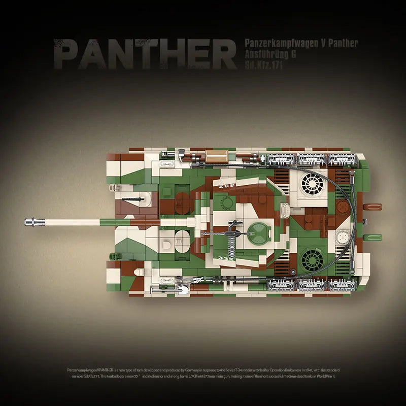 2136PCS Technical WW2 Military World War II Panther Tank Classic