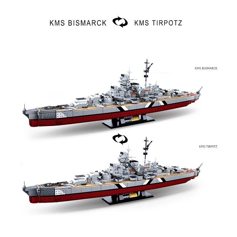 WW2 Germany Navy Warships Building Blocks KMS Bismarck Battleship