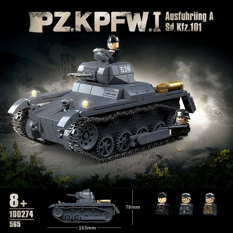 New WW2 Military Weapons Tank No.1 A-type Model Building Blocks Diy