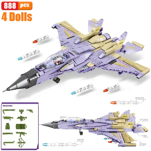 WW2 Airplane Military A10 Fighter Model Building Blocks J-20 Soldier