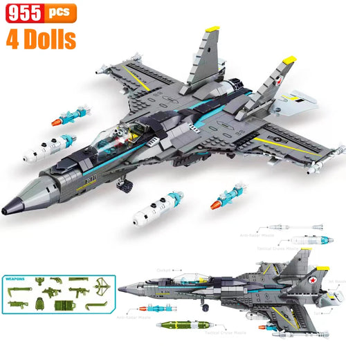 WW2 Airplane Military A10 Fighter Model Building Blocks J-20 Soldier