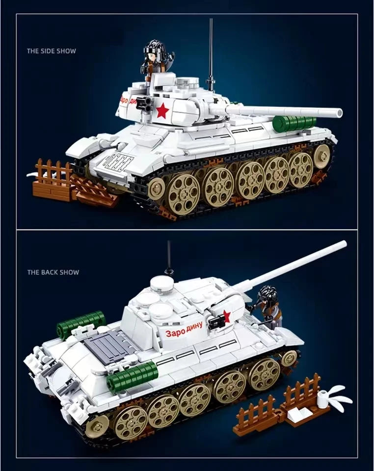 Military 518PCS Soviet Union T34-85 Medium Tank Model Bricks World