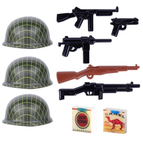 MOC WW2 Military Soldiers Weapons Building Blocks German Wood Grain