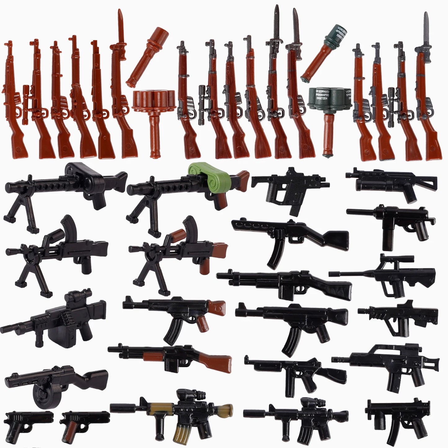 MOC WW2 Military Soldiers Weapons Building Blocks German Wood Grain