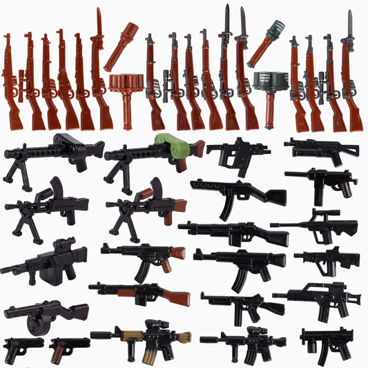 MOC WW2 Military Soldiers Weapons Building Blocks German Wood Grain