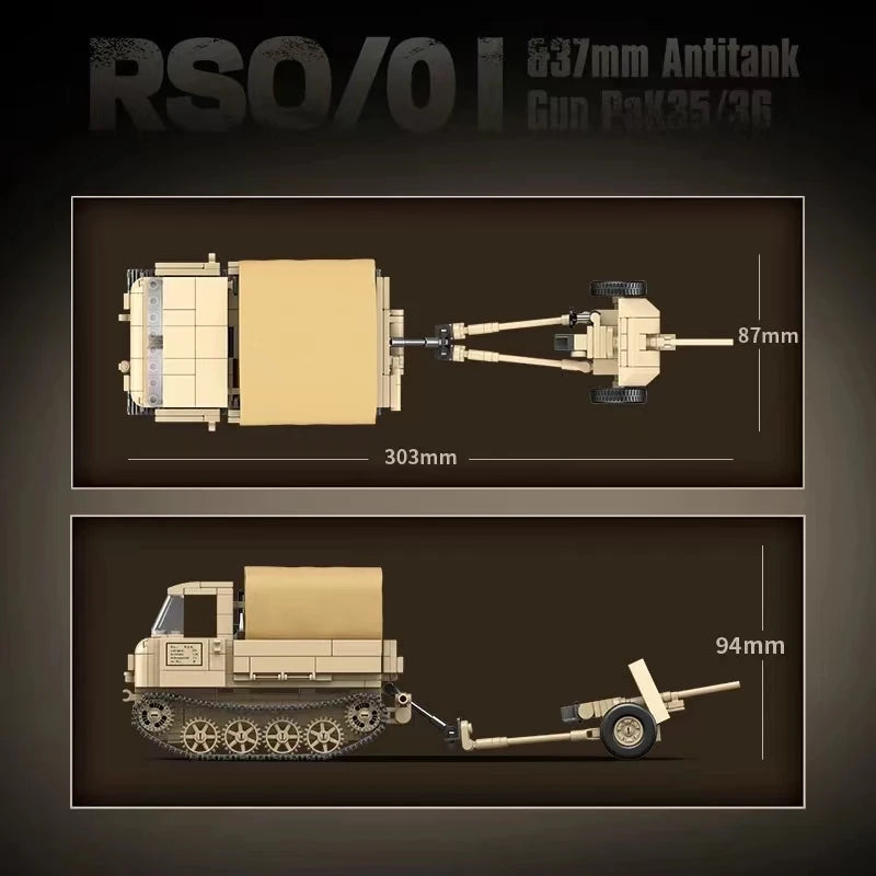 German Military Weapons ROS/01 Track Tractor 37mm Anti Tank Gun