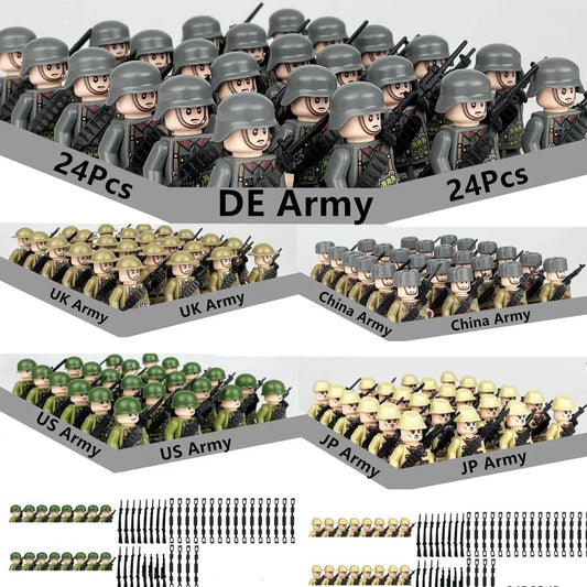WW2 Military Figures Building Blocks DE US Army Soldiers Assemble