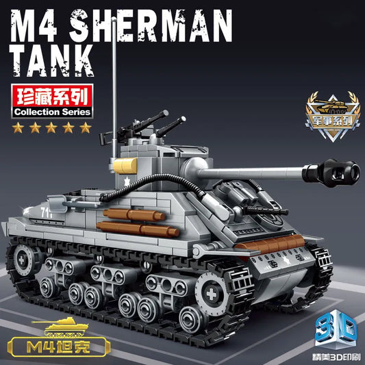 656PCS Military US Sherman M4 Tank Building Blocks WW2 Tank City