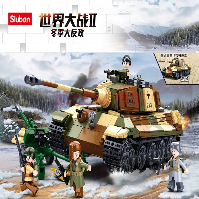 Sluban 930PCS ARMY Tiger King Heavy Tank Land Force WW2 Military