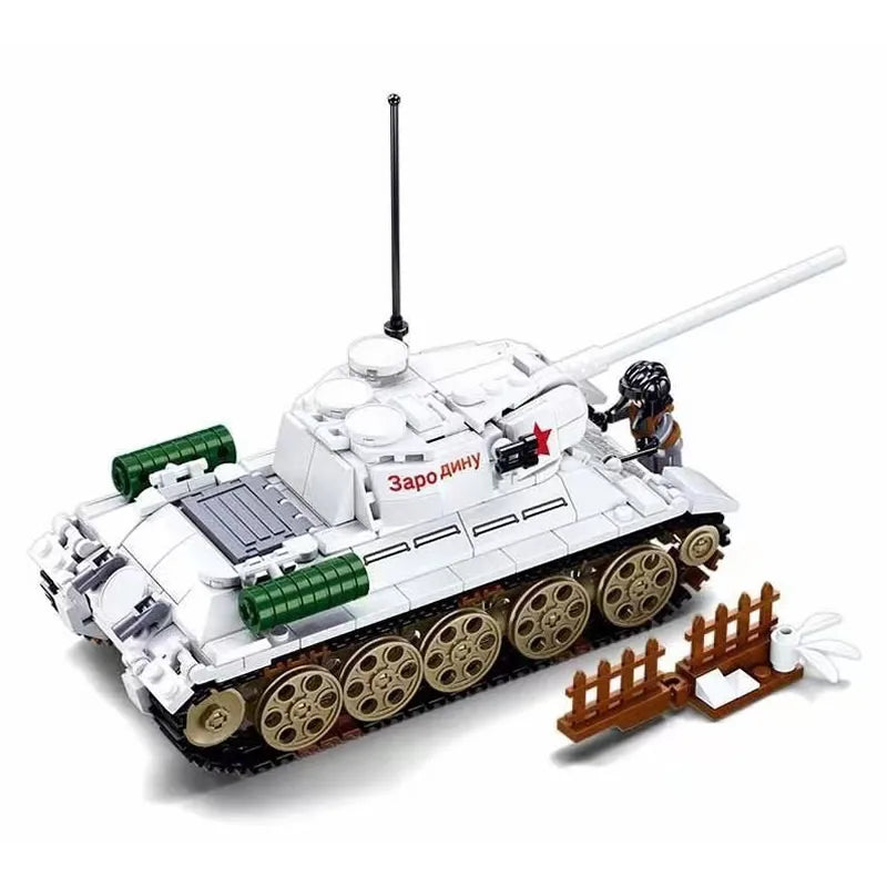Military 518PCS Soviet Union T34-85 Medium Tank Model Bricks  World