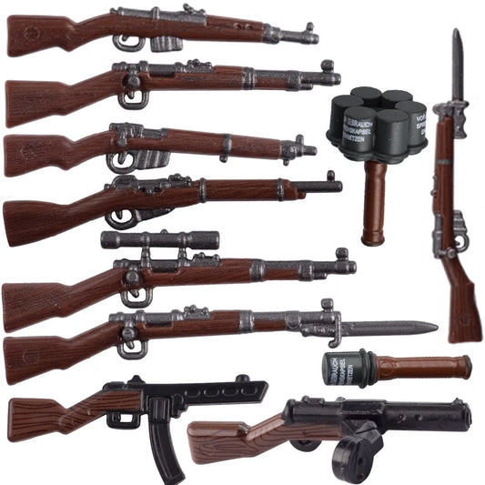 WW2 German Military Wooden Guns Building Blocks Soldiers Figures