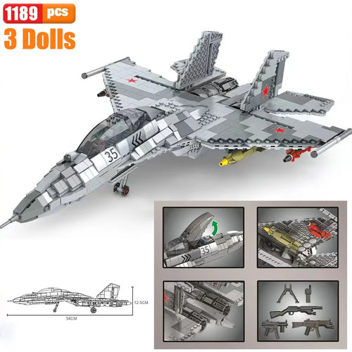WW2 Airplane Military A10 Fighter Model Building Blocks J-20 Soldier
