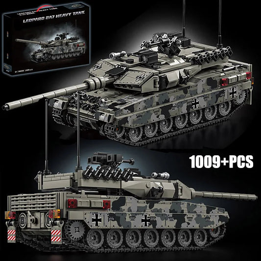 Military WW2 MOC Leopard 2A7 Army Main Battle Tank Soldiers Figures