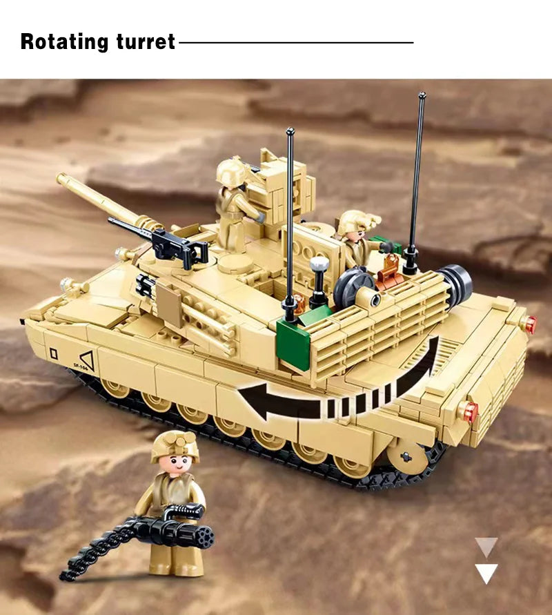 SLUBAN World War II 2 Military USA Abrams M1A2 Battle Tank Chariot