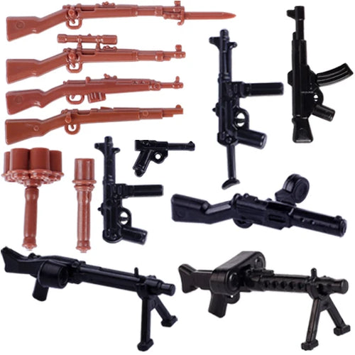 MOC WW2 Military Soldiers Weapons Building Blocks German Wood Grain