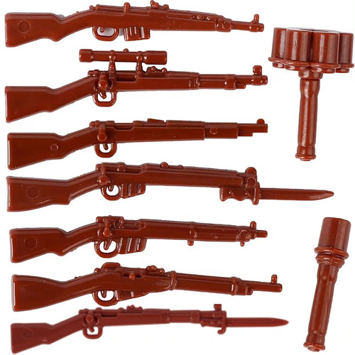 MOC WW2 Military Soldiers Weapons Building Blocks German Wood Grain