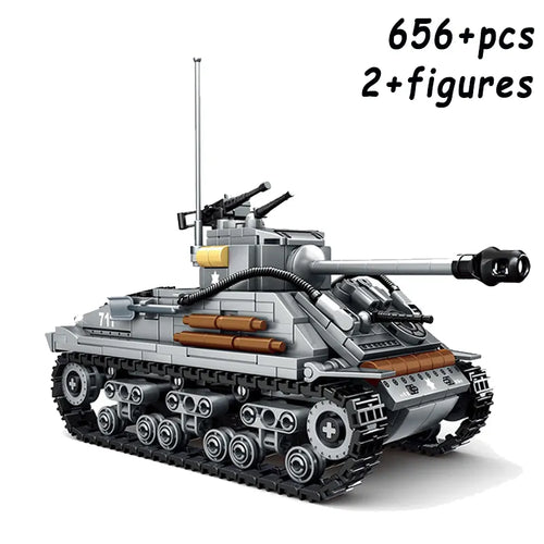 656PCS Military US Sherman M4 Tank Building Blocks WW2 Tank City