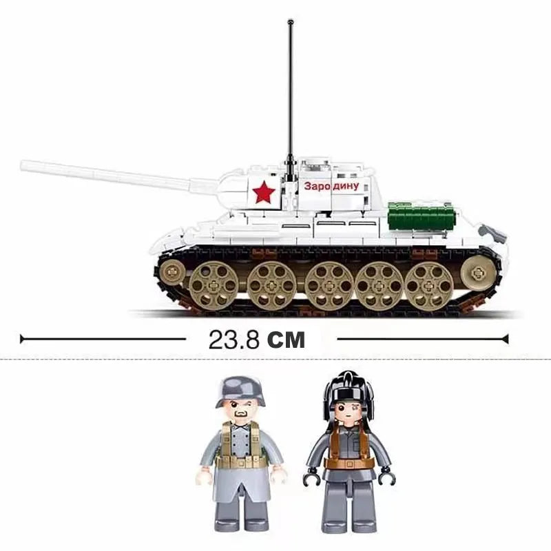Military 518PCS Soviet Union T34-85 Medium Tank Model Bricks  World