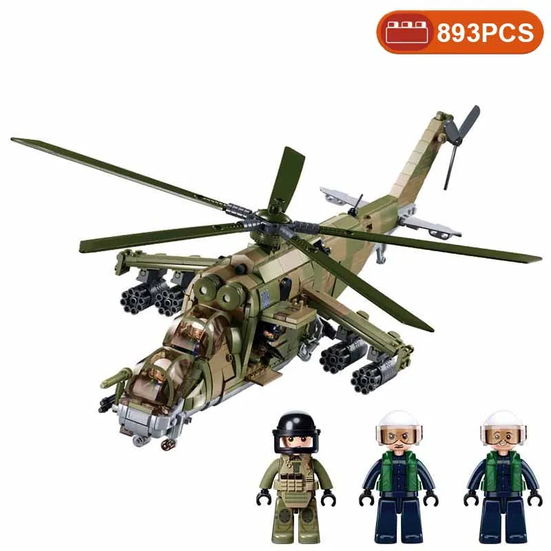 Sluban Modern Fighter Kamov Ka-52 MI-24 Black Shark AH-1 Attack