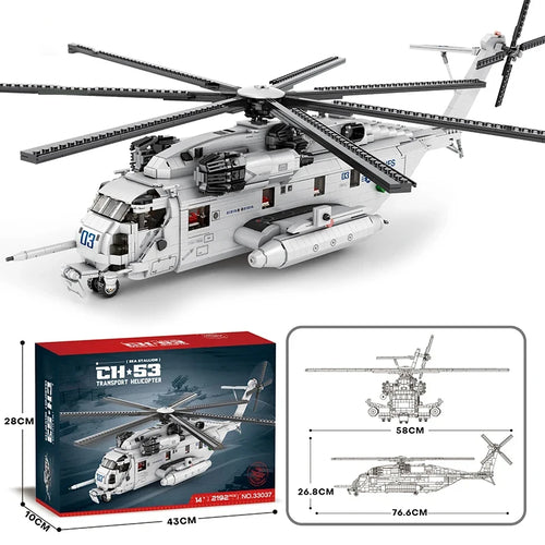 2192PCS CH-53E Transport Helicopter Building Blocks Army Plane