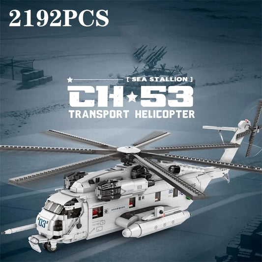 2192PCS CH-53E Transport Helicopter Building Blocks Army Plane