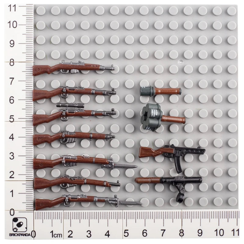 MOC WW2 Military Soldiers Weapons Building Blocks German Wood Grain