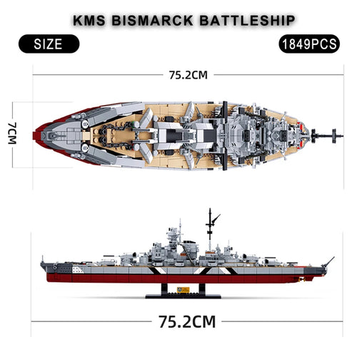 WW2 Germany Navy Warships Building Blocks KMS Bismarck Battleship