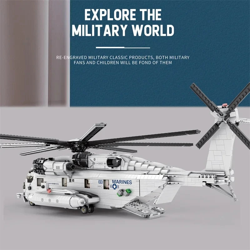 2192PCS CH-53E Transport Helicopter Building Blocks Army Plane
