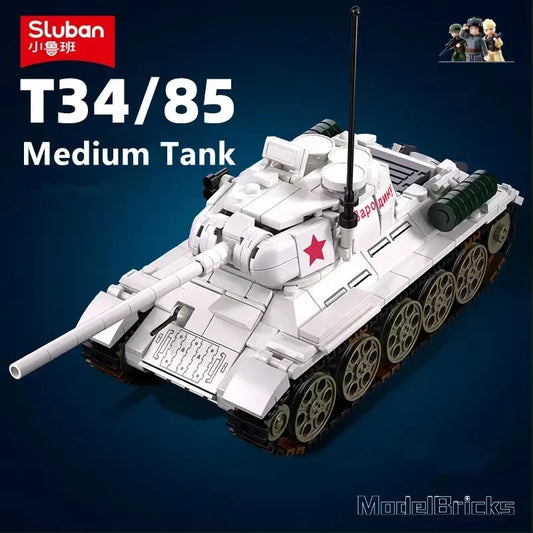 Military 518PCS Soviet Union T34-85 Medium Tank Model Bricks  World