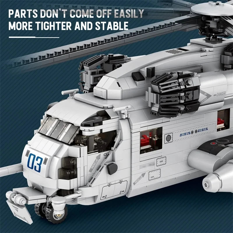 2192PCS CH-53E Transport Helicopter Building Blocks Army Plane