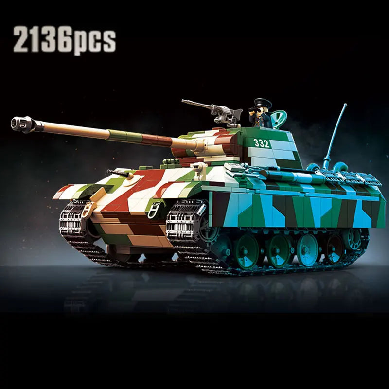 2136PCS Technical WW2 Military World War II Panther Tank Classic