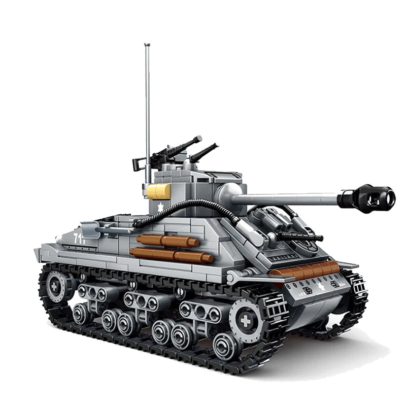 656PCS Military US Sherman M4 Tank Building Blocks WW2 Tank City