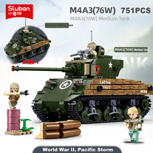 SLUBAN World War II 2 Military USA Abrams M1A2 Battle Tank Chariot