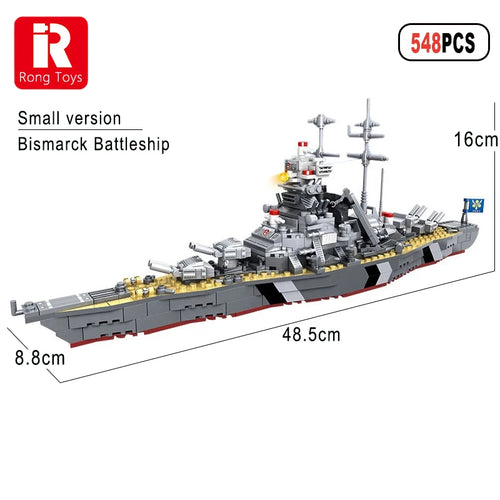 WW2 Germany Navy Warships Building Blocks KMS Bismarck Battleship