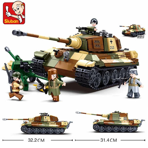 Sluban 930PCS ARMY Tiger King Heavy Tank Land Force WW2 Military