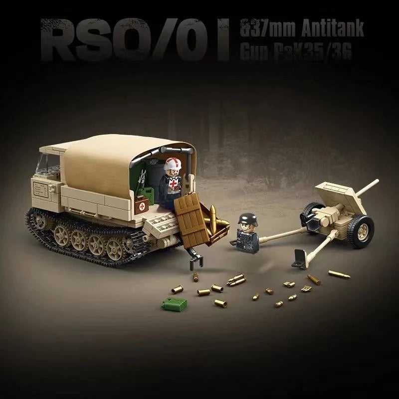 German Military Weapons ROS/01 Track Tractor 37mm Anti Tank Gun