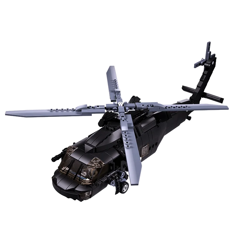 692PCS Military UH-60L Medical Rescue Aircraft Building Blocks Black