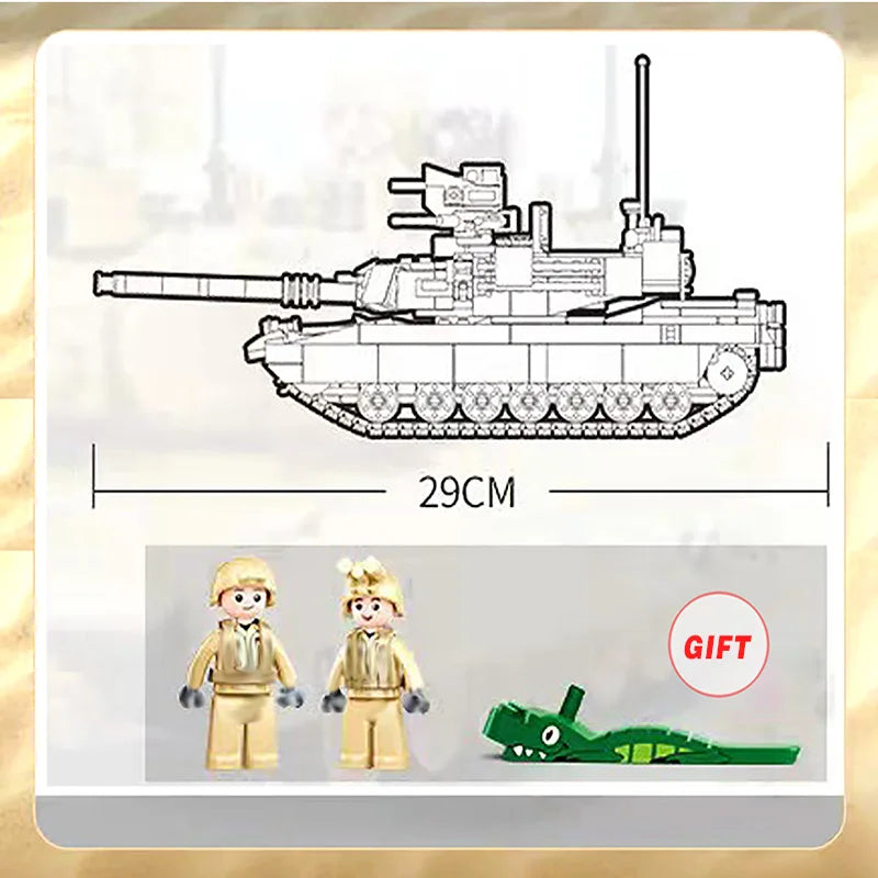 SLUBAN World War II 2 Military USA Abrams M1A2 Battle Tank Chariot
